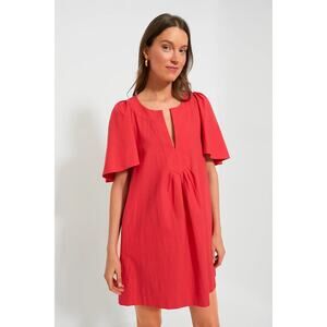 POMANDER PLACE Finley Flutter Sleeve Dress Red Cotton Tuckernuck Womens Large